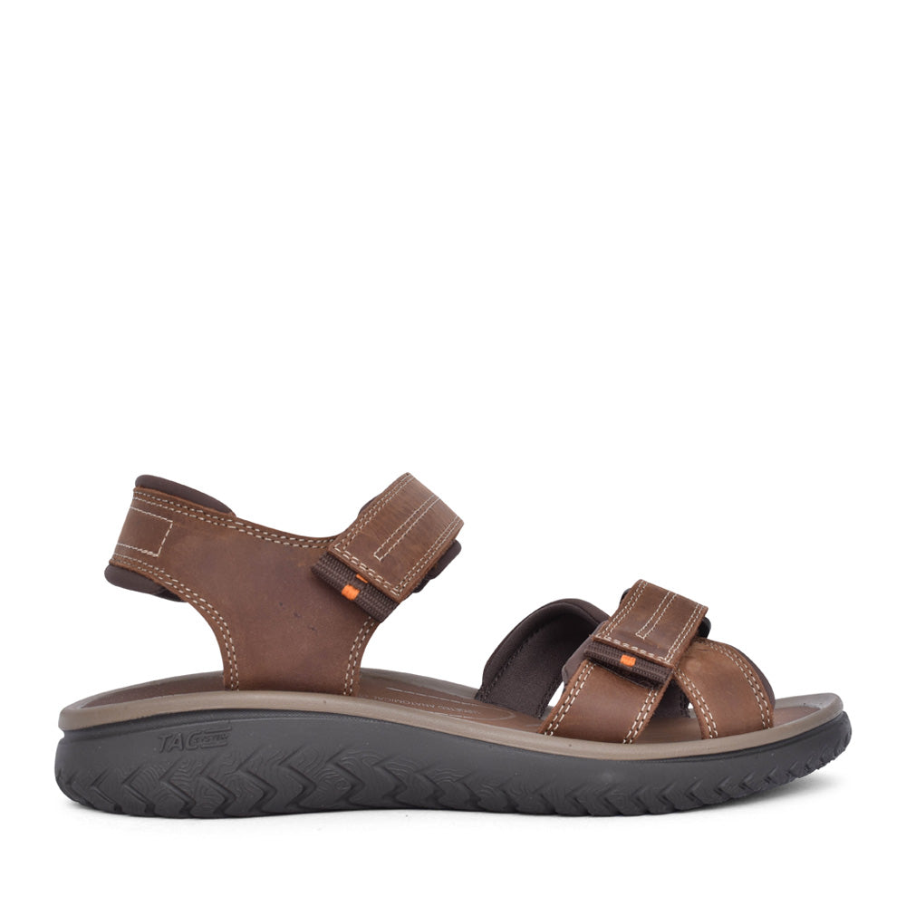 Mens Wesley Shore G-fit Beeswax Leather Sandal In Brown