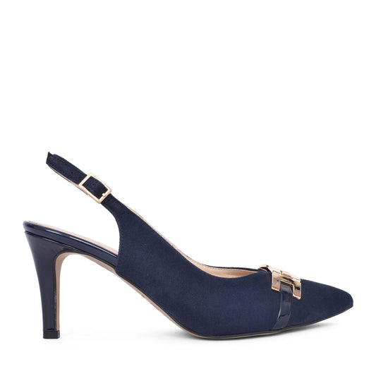 Ladies 8186 Medium Heel Sling Back Court Shoe In Navy