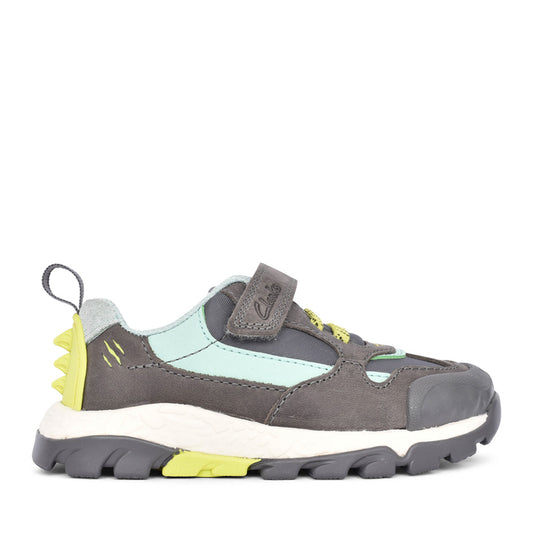 Boys Steggy2 Park Grey & Green Trainer In Kids F Fit