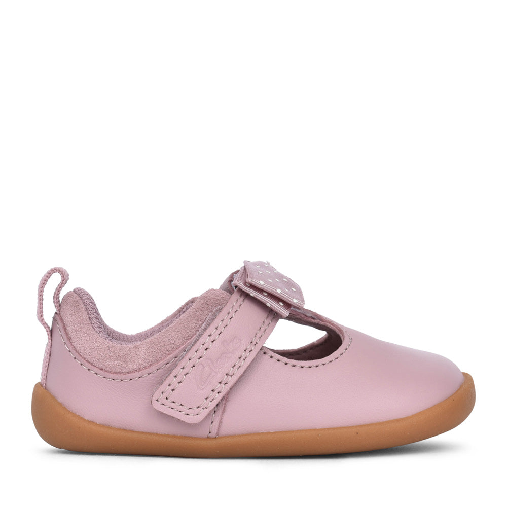 Girls Roamer Trim Dusty Pink T-bar Shoe In Kids G Fit