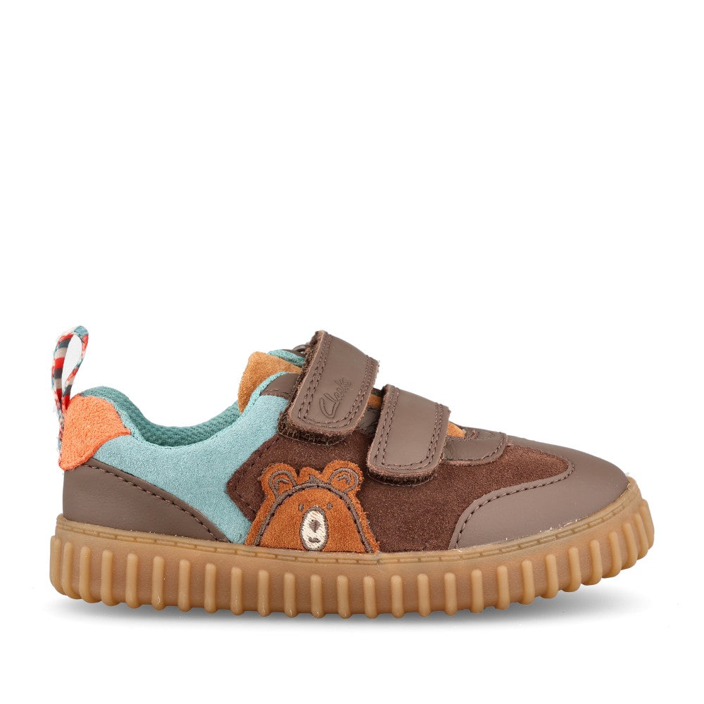 Boys Cove Den T Chestnut Velcro Shoe In Kids F Fit