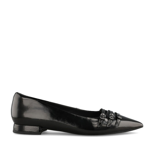 Ladies Sensa15 Strap D-fit Court Shoe In Blk Patent