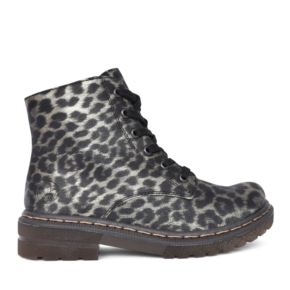 Ladies 78240 Laced Ankle Boot In Leopard