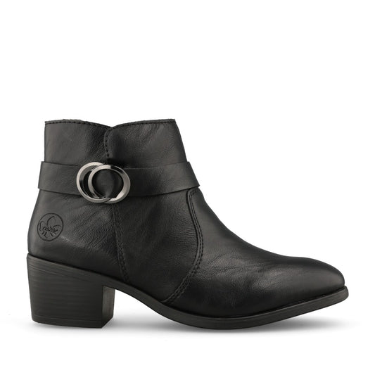 Ladies 73975 Low Heel Ankle Boot In Black