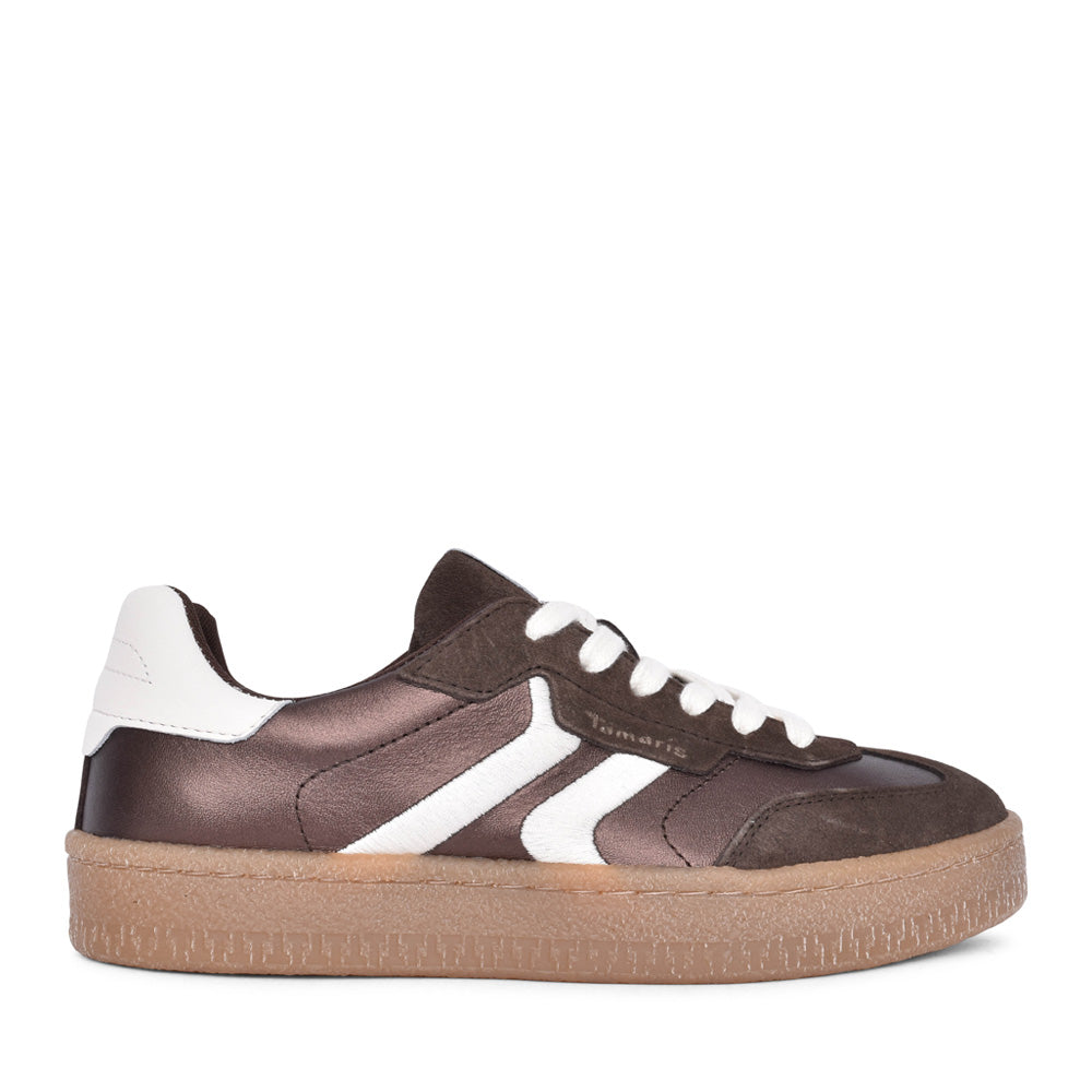 Ladies 1-23723 Laced Trainer In Brown