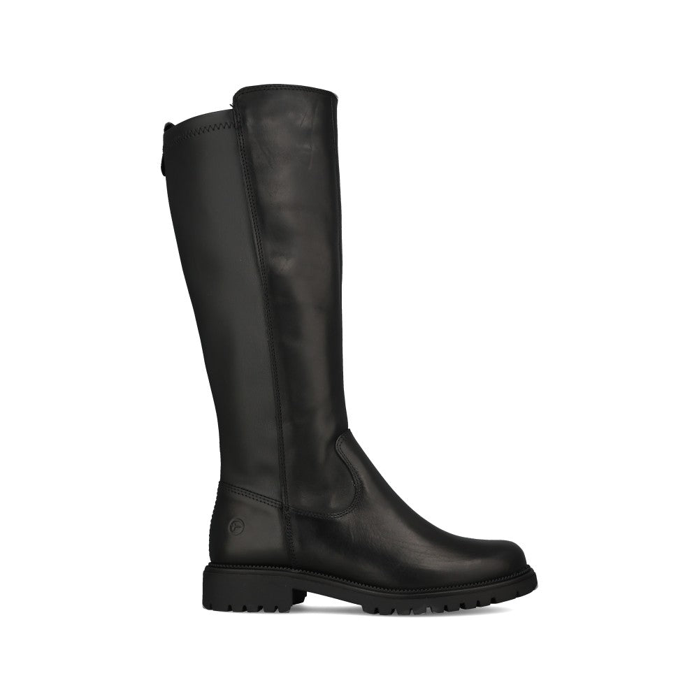 Ladies 1-25605 Low Heel Long Leg Boot In Black