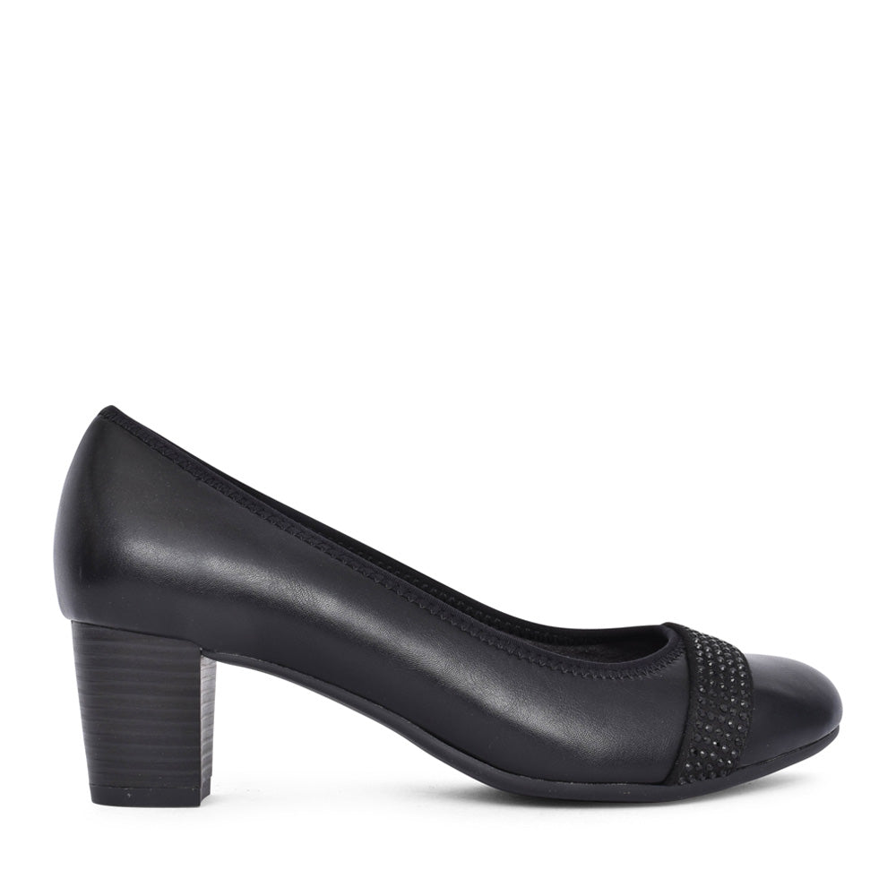 Ladies 8-22466 Medium Heel Court Shoe In Black
