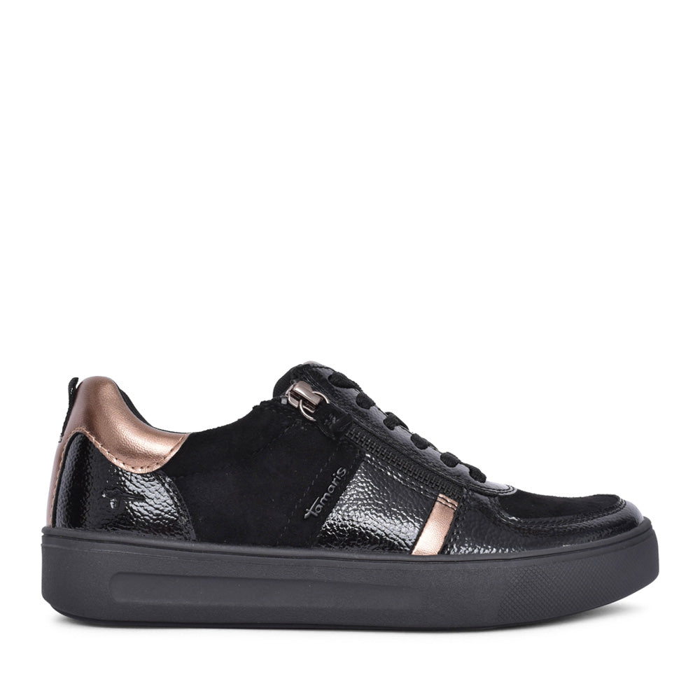 Ladies 8-83703 Laced Trainer In Black Multi