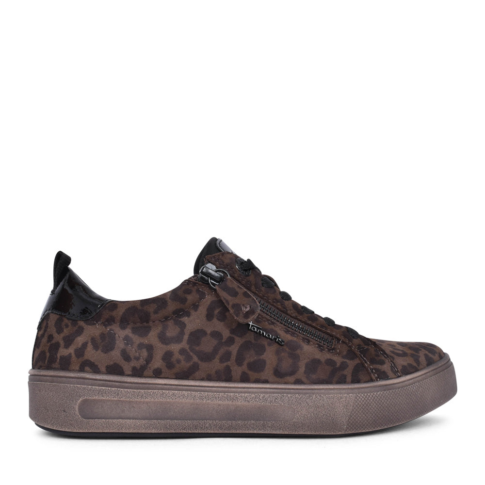 Ladies 8-83707 Laced Trainer In Leopard