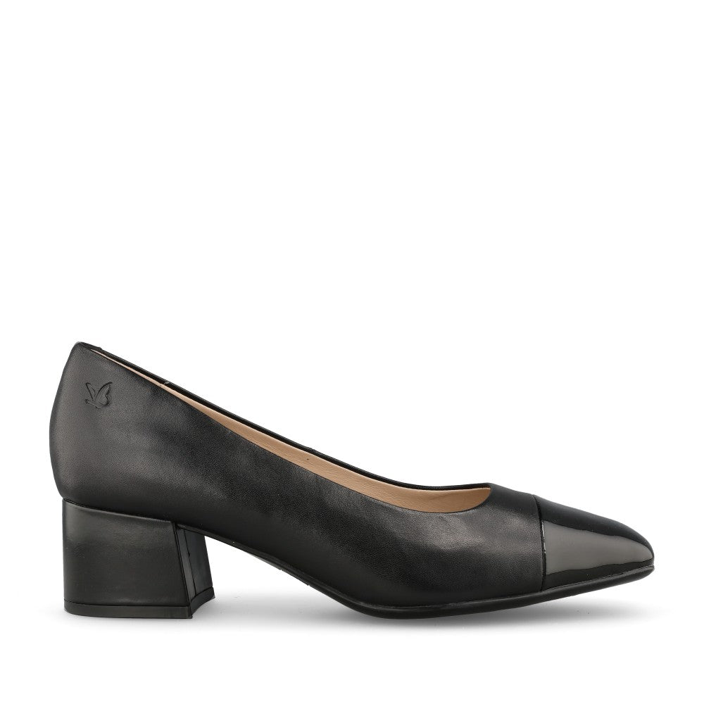 Ladies 9-22305 Block Heel Court Shoe In Black