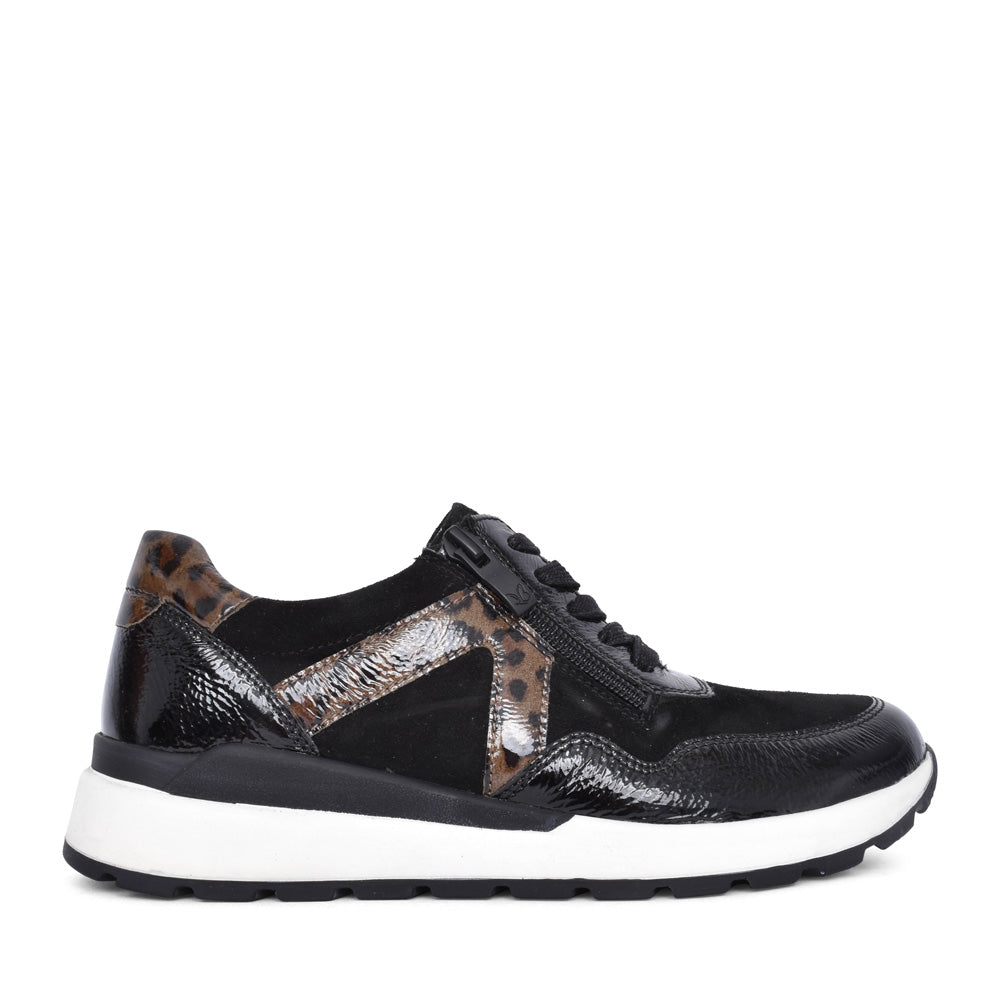 Ladies 9-23737 Laced Trainer In Black