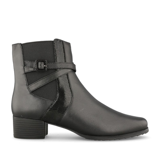 Ladies 9-25311 Block Heel Ankle Boot In Black