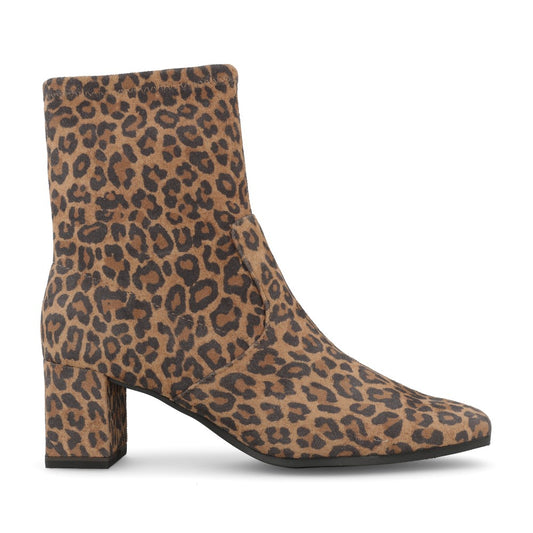 Ladies 9-25354 Low Heel Ankle Boot In Leopard