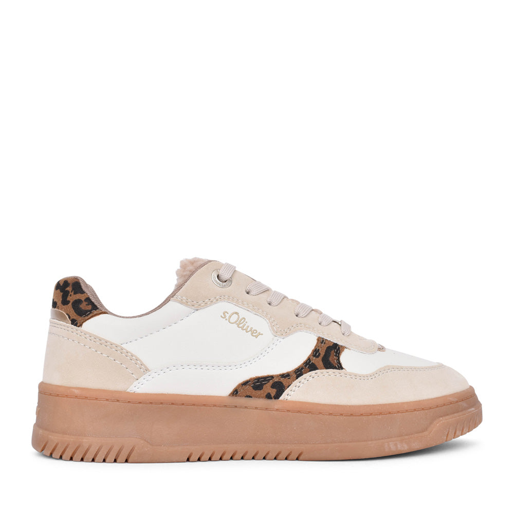 Ladies 5-23632 Laced Trainer In Beige