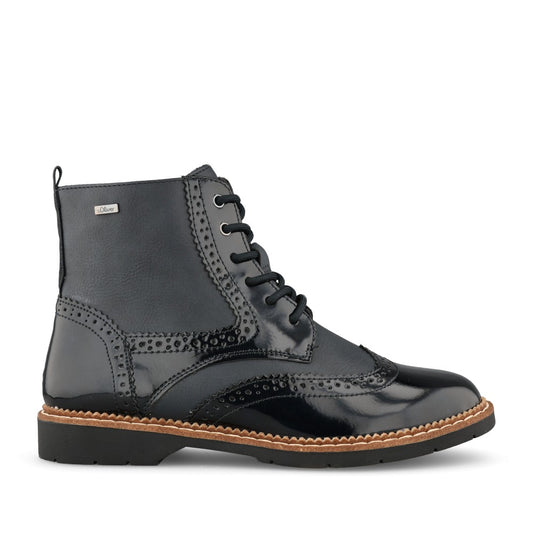 Ladies 5-25255 Laced Ankle Boot In Navy