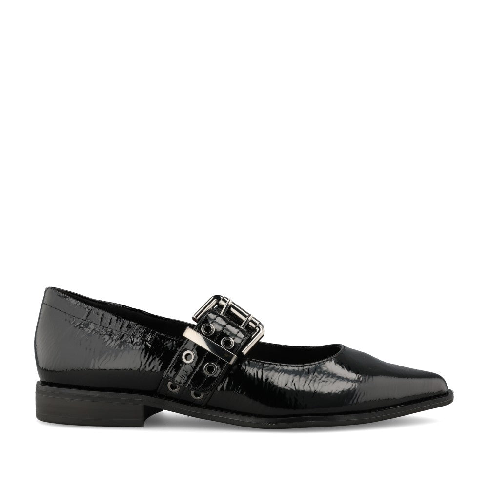Ladies 2-22128 Low Heel Shoe In Blk Patent