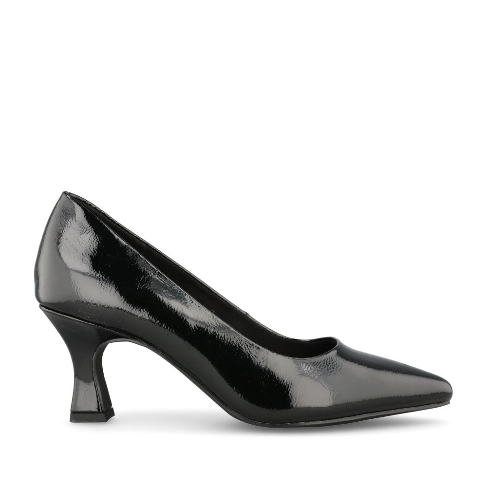 Ladies 2-22420 Medium Heel Court Shoe In Blk Patent