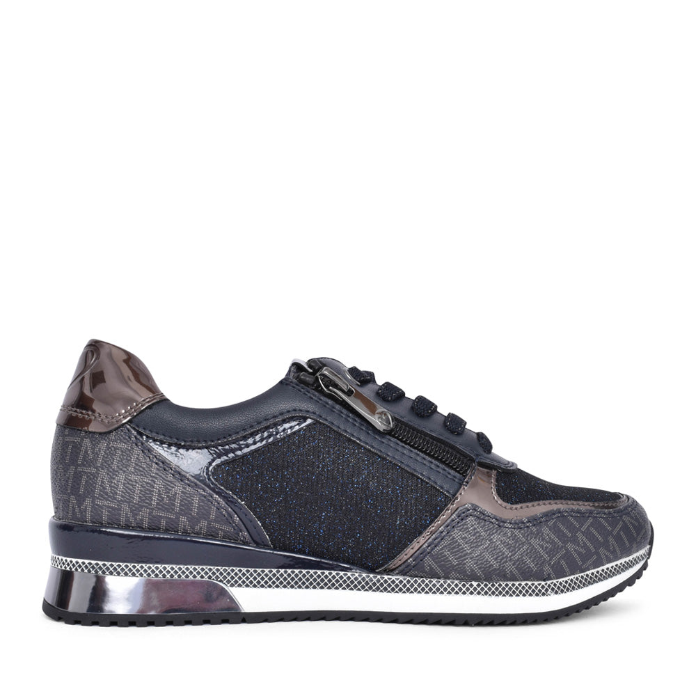 Ladies 2-23713 Laced Trainer In Navy
