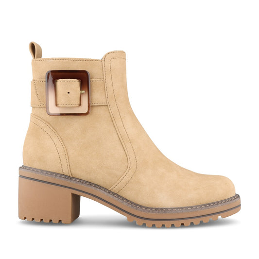 Ladies 2-25428 Low Heel Ankle Boot In Beige