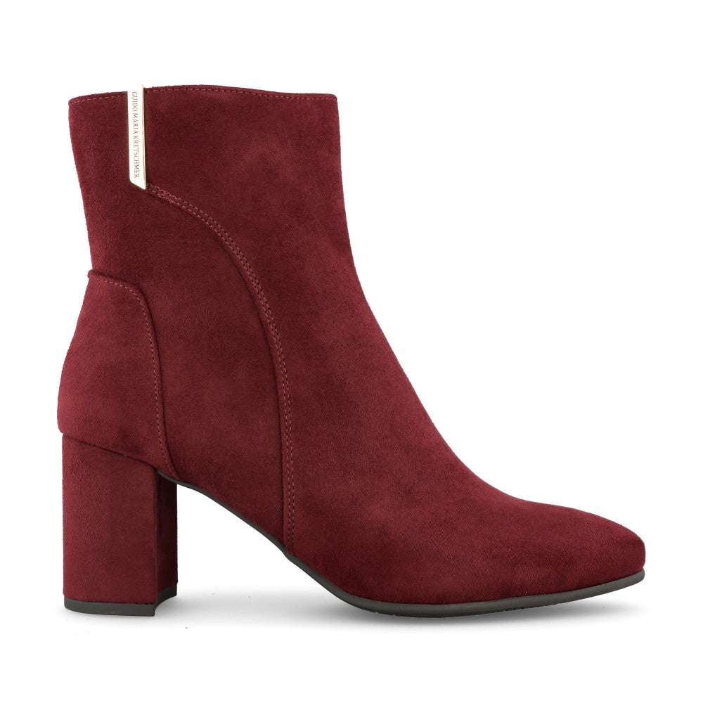 Ladies 2-85302 Medium Heel Ankle Boot In Wine