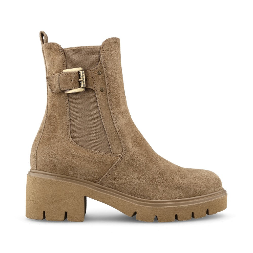 Ladies I514816d Block Heel Ankle Boot In Taupe