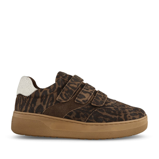 Ladies Finto Velcro Trainer In Leopard