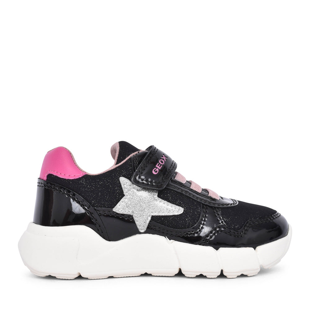 Girls B566nb B Flexyper Velcro Trainer In Black Multi