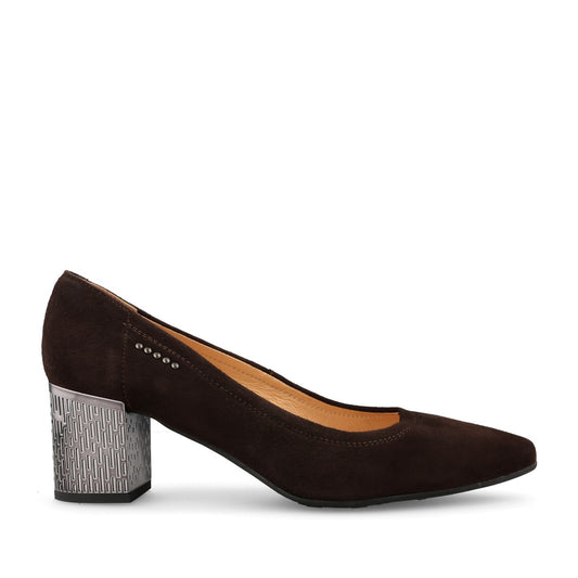 Ladies 5671 G-fit Medium Heel Court Shoe In Brown