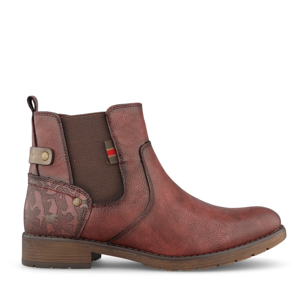 Ladies 52002 Ankle Boot In Burgandy