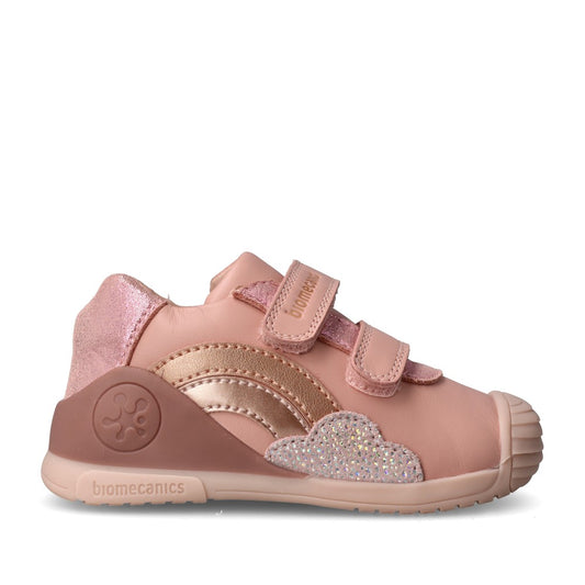 Girls 251102 Double Velcro Shoe In Rose