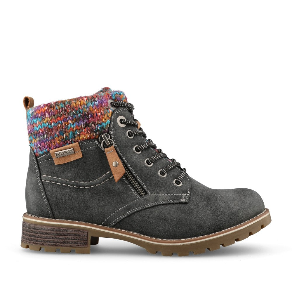 Ladies Tabasco Glb204 Waterproof Laced Ankle Boot In Dark Grey