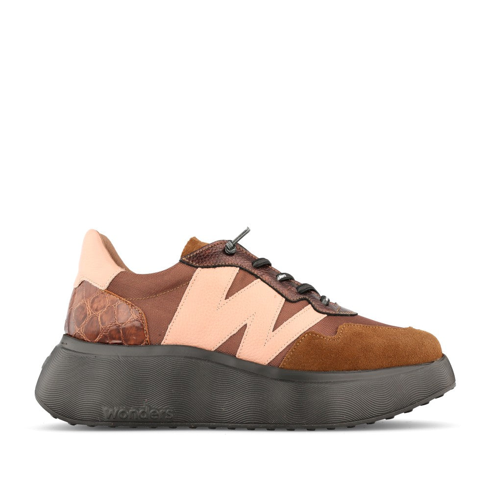 Ladies A-3631 Platform Trainer In Cognac