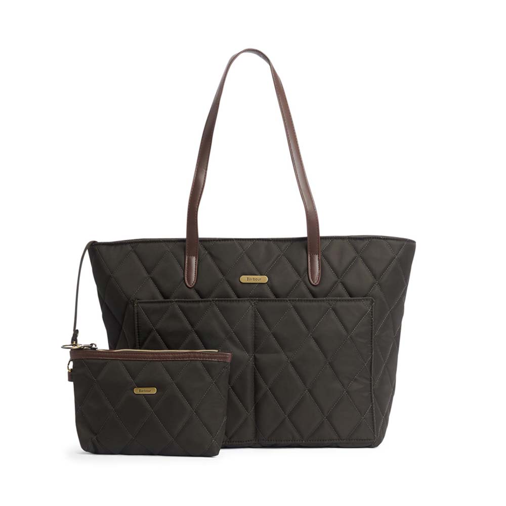 Ladies Quilted Tote Bag In Olive
