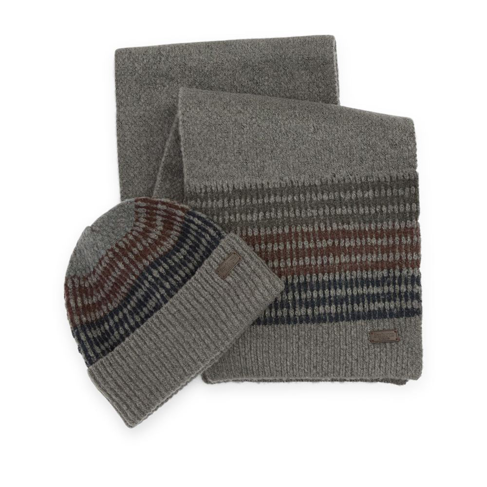 Mens Branton Beanie & Scarf Gift Set In Dark Grey