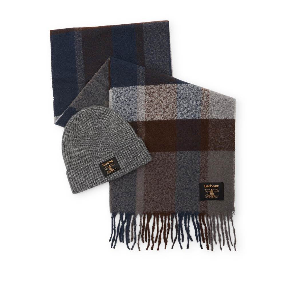 Mens Westerdale Beanie & Scarf Gift Set In Dark Grey