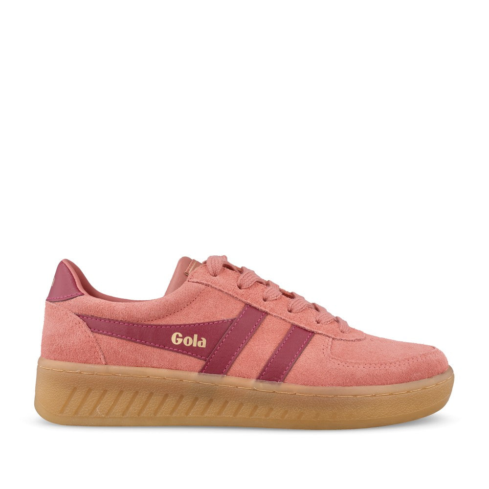 Ladies Grandslam Suede Cla589 Laced Trainer In Pink Clay