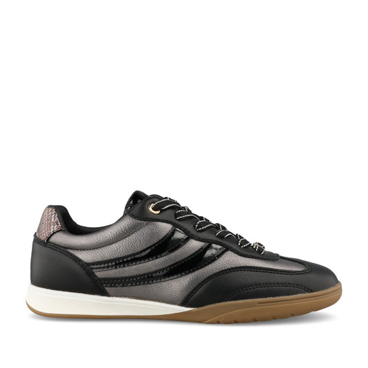 Ladies Gaudin Laced Trainer In Black Intere
