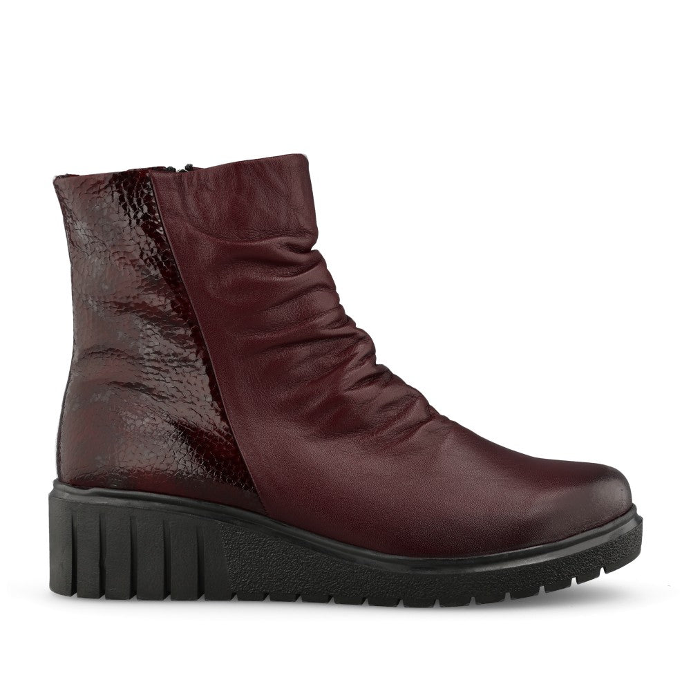 Ladies Adlee Ulb443 Wedge Ankle Boot In Burgandy