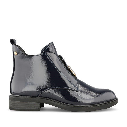Ladies Lanciano Ankle Boot In Navy Patent