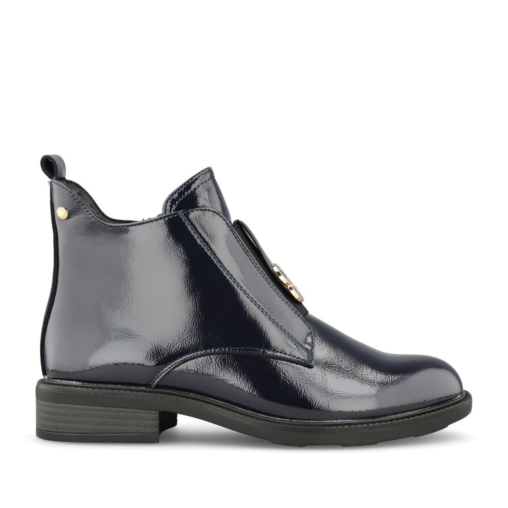 Ladies Lanciano Ankle Boot In Navy Patent