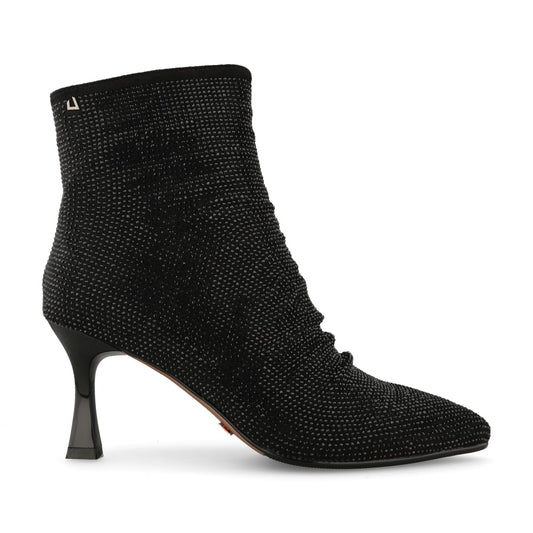 Ladies Piano Picker Heeled Ankle Boot In Black Intere