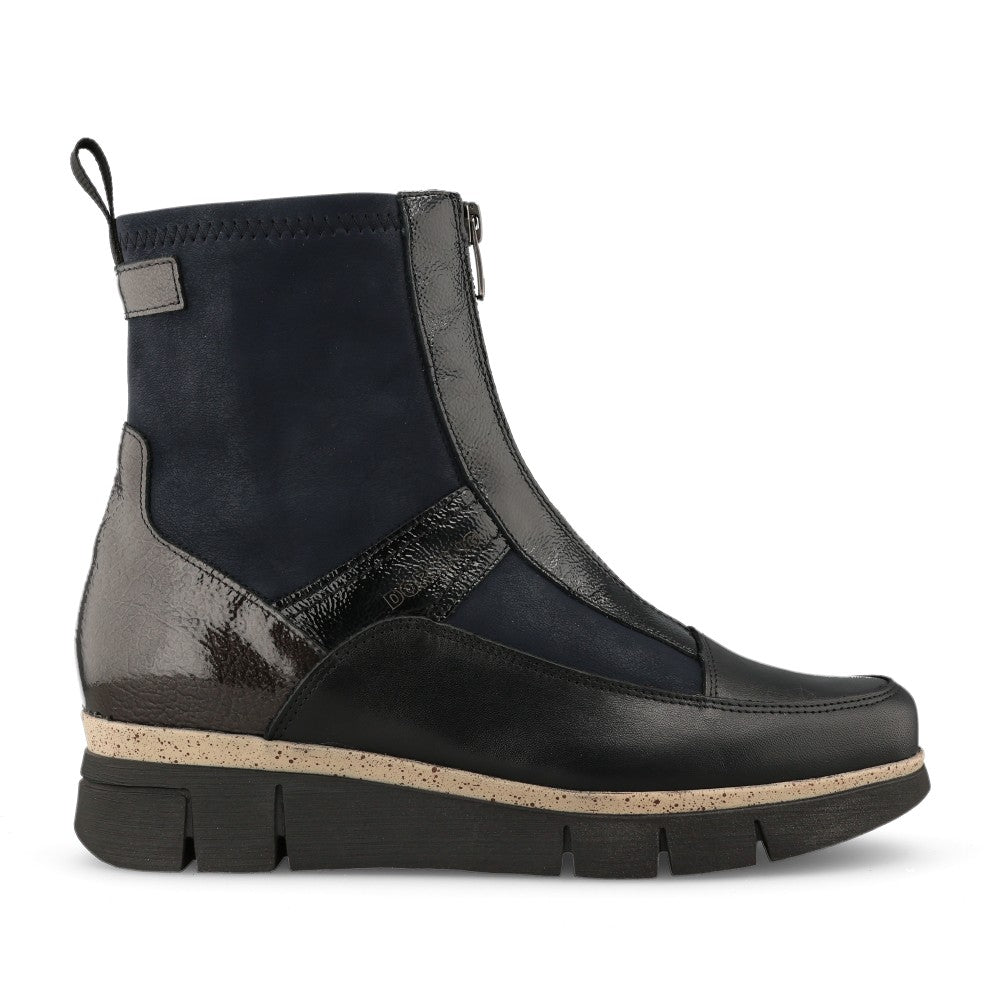 Ladies D9331 India Wedge Ankle Boot In Navy