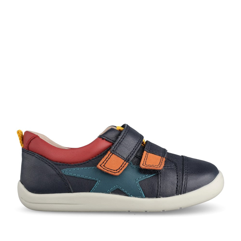 Boys Playhouse Star Navy Leather Velcro Shoe In Kids G Fit