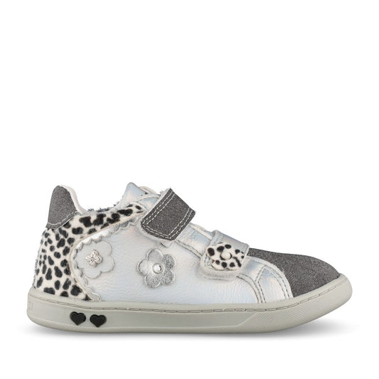 Girls 89041 Double Velcro Shoe In Silver