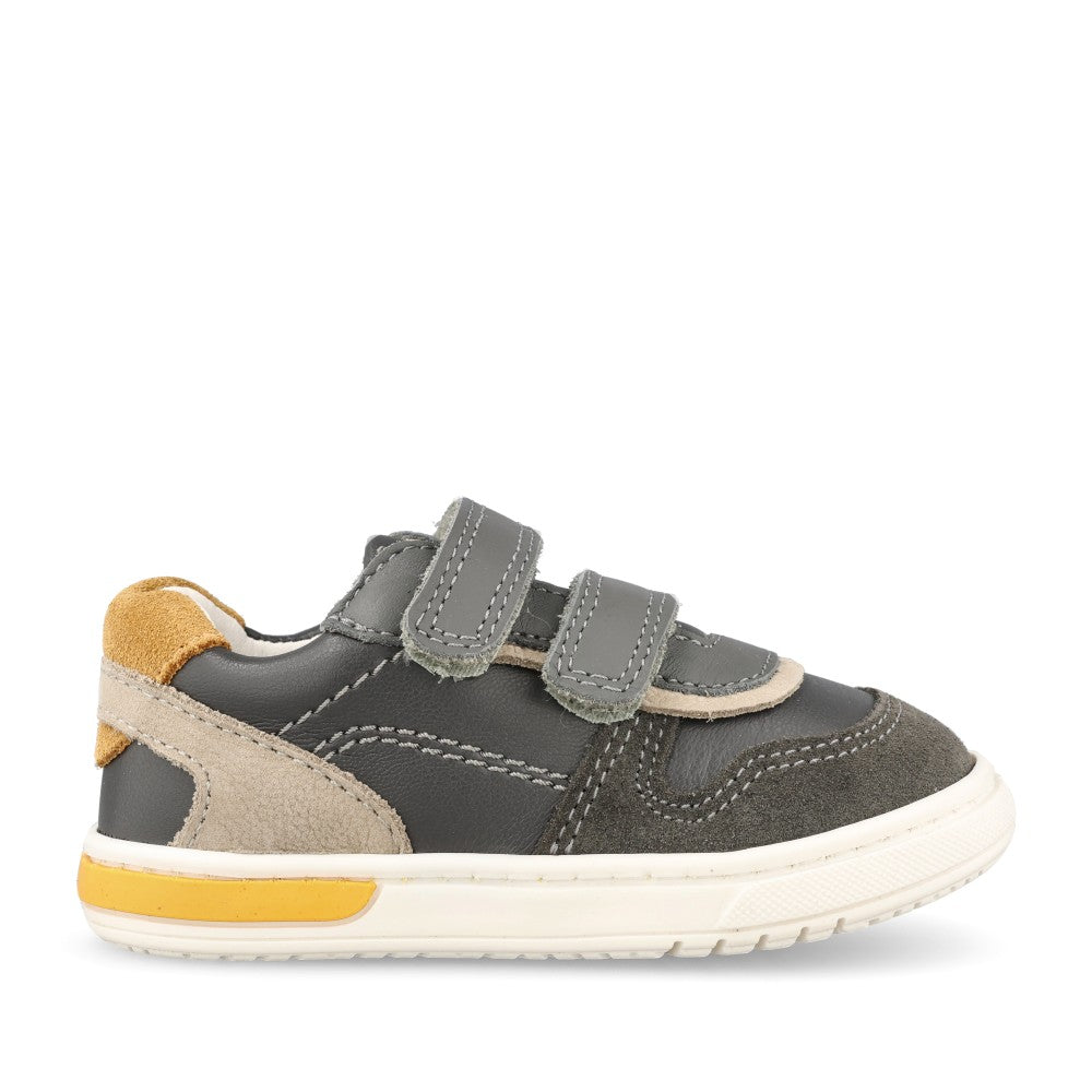 Boys 89061 Double Velcro Shoe In Dark Grey