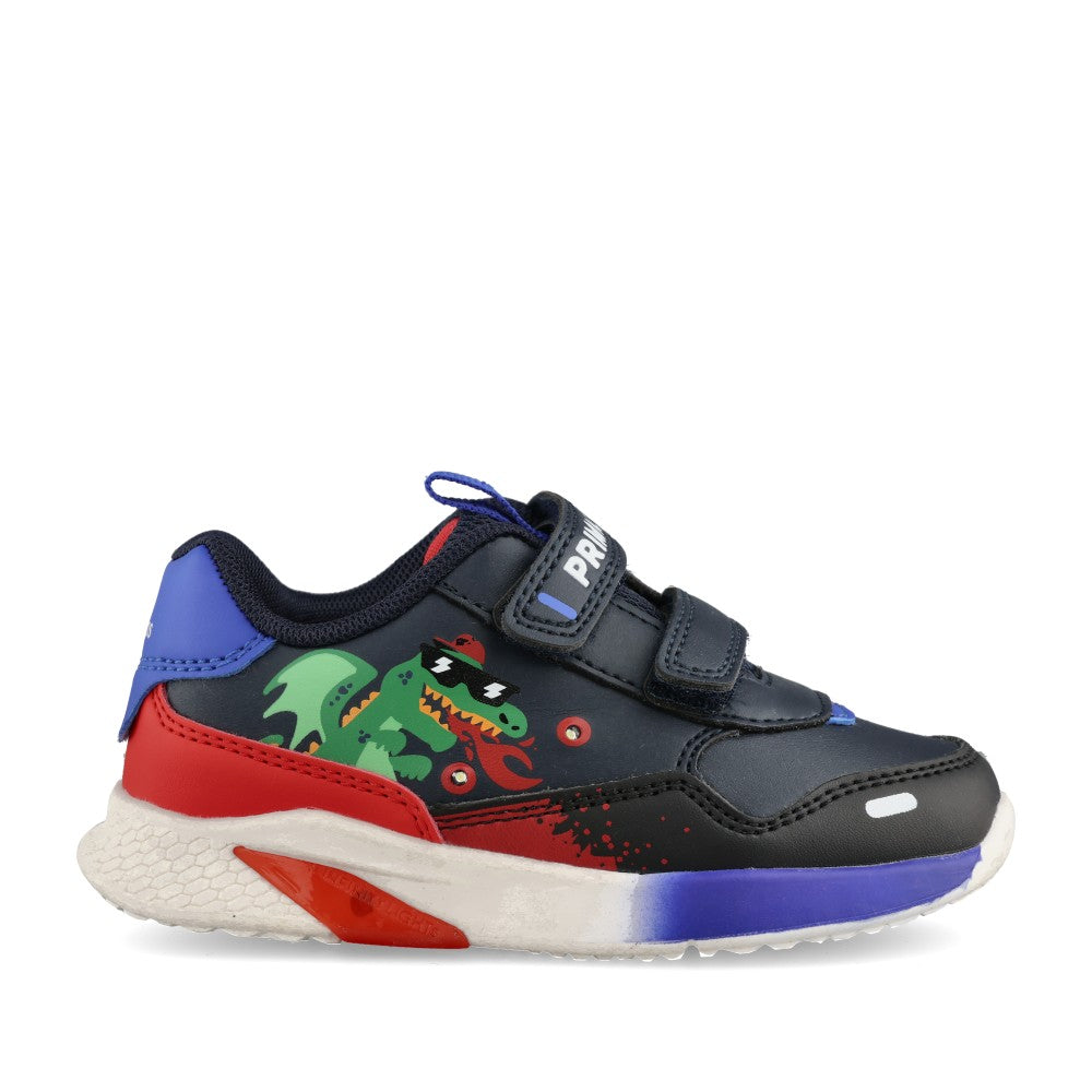 Boys 89590 Double Velcro Trainer In Navy