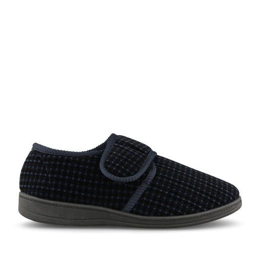 Mens David Velcro Slipper In Navy