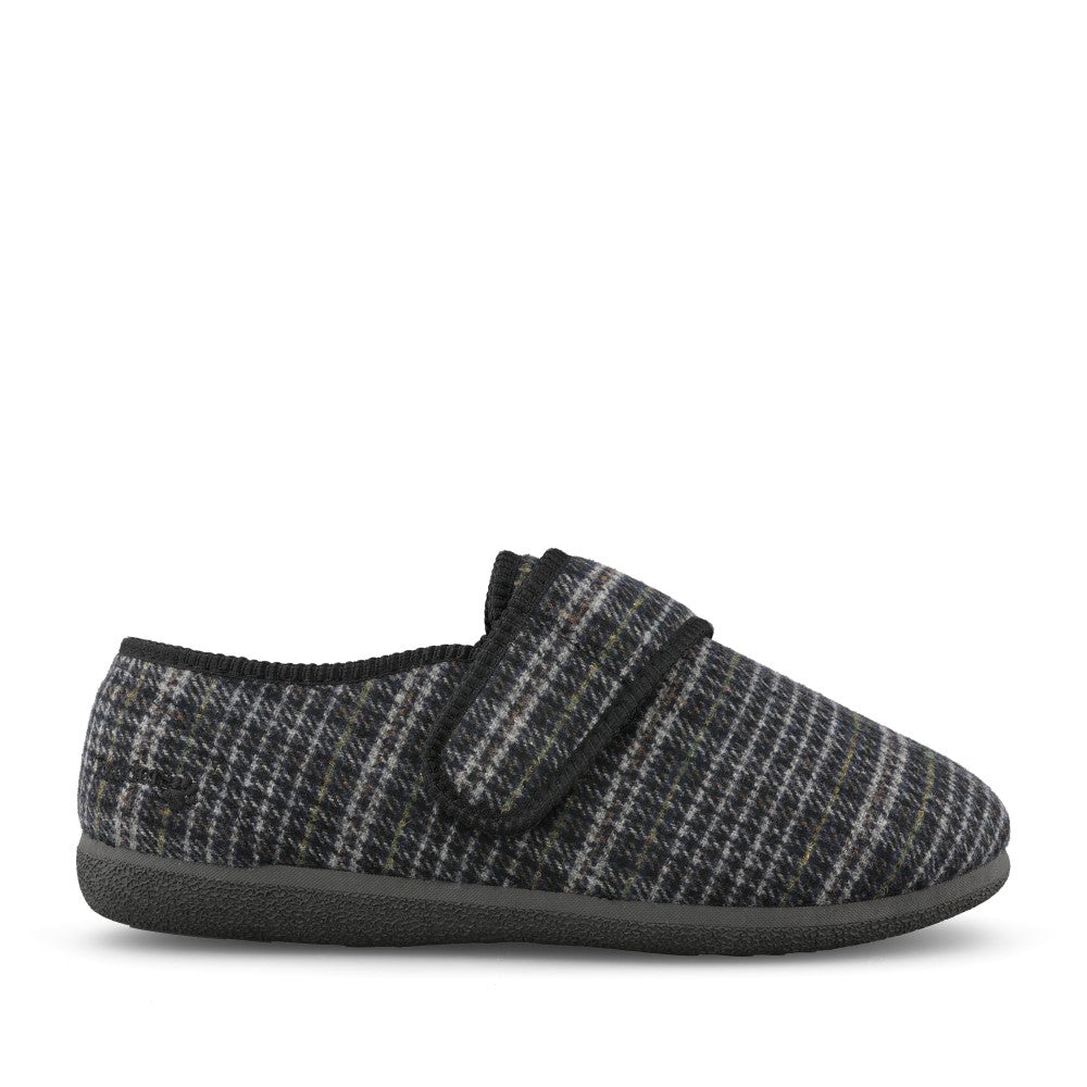 Mens Oliver 3449 Extra Wide Check Slipper In Black