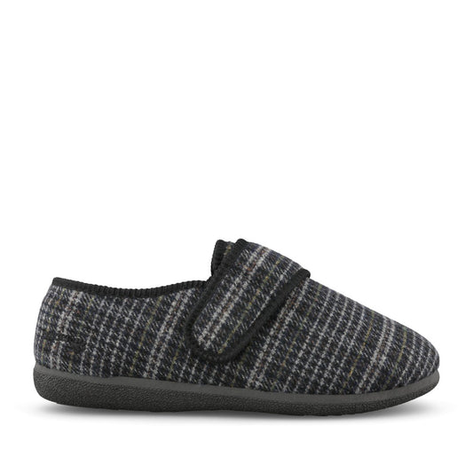 Mens Oliver 3449 Extra Wide Check Slipper In Black