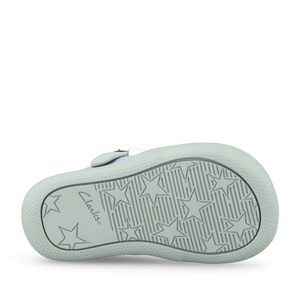 Boys Briley Way T Blue Combi Canvas T-bar Shoe In Kids F Fit